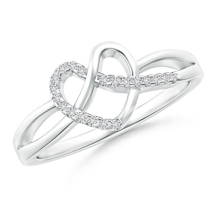 1mm HSI2 Pavé-Set Diamond Knotted Heart Ring in White Gold