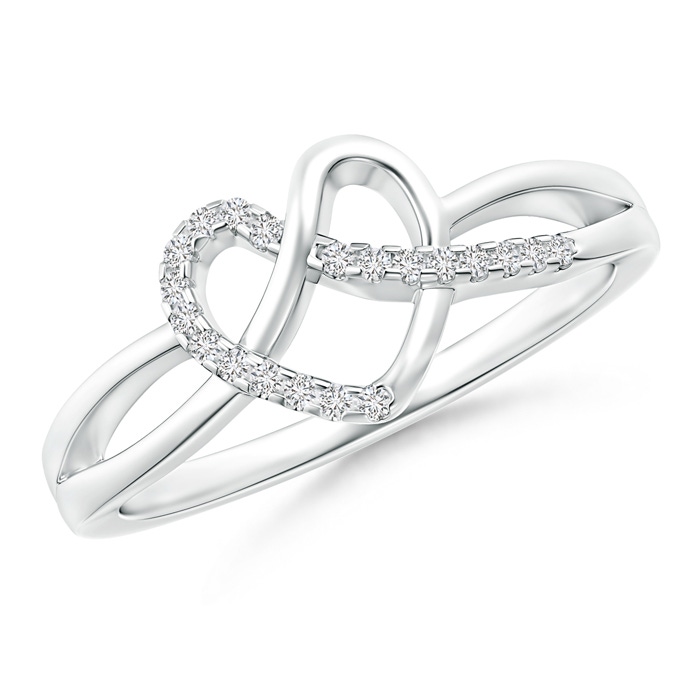 1mm HSI2 Pavé-Set Diamond Knotted Heart Ring in White Gold 