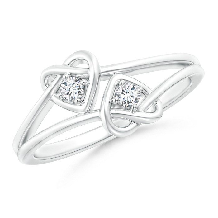 2.3mm GVS2 Two Stone Diamond Twin Heart Knot Ring in White Gold