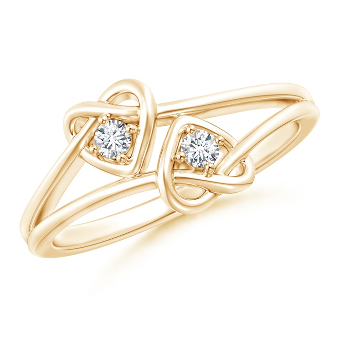 2.3mm GVS2 Two Stone Diamond Twin Heart Knot Ring in Yellow Gold 