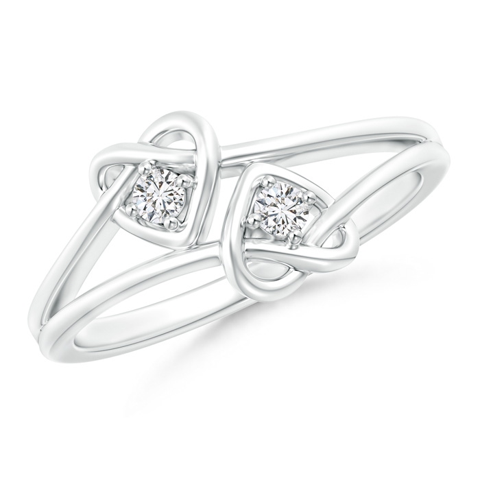 2.3mm HSI2 Two Stone Diamond Twin Heart Knot Ring in P950 Platinum