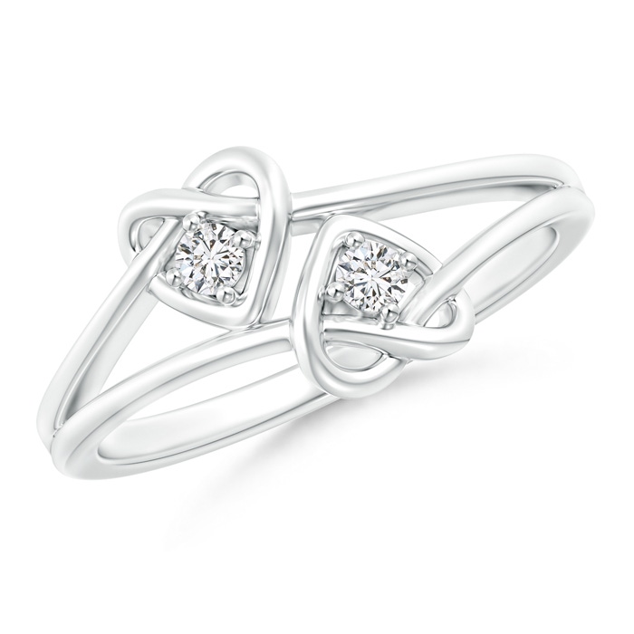 2.3mm HSI2 Two Stone Diamond Twin Heart Knot Ring in White Gold
