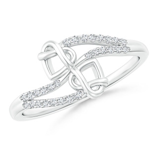 1mm GVS2 Diamond Knotted Twin Heart Split Shank Ring in P950 Platinum