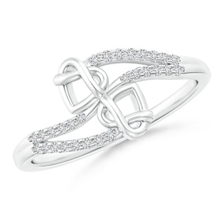 1mm HSI2 Diamond Knotted Twin Heart Split Shank Ring in White Gold