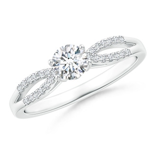 4.6mm GVS2 Solitaire Diamond Split Shank Ring with Knotted Heart Motif in P950 Platinum