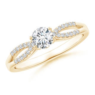 4.6mm GVS2 Solitaire Diamond Split Shank Ring with Knotted Heart Motif in Yellow Gold