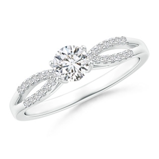 4.6mm HSI2 Solitaire Diamond Split Shank Ring with Knotted Heart Motif in White Gold