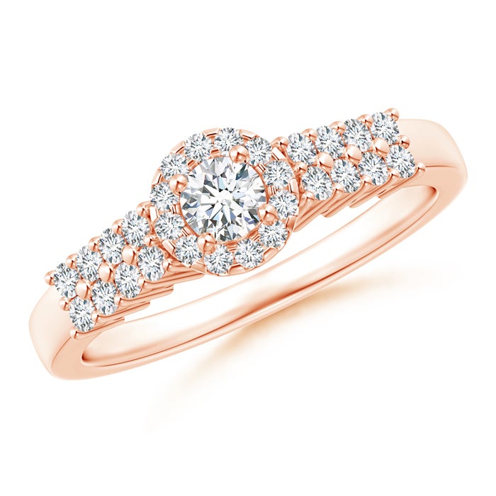 Round Natural Diamond Classic Halo Ring With Pretzel Heart Motif