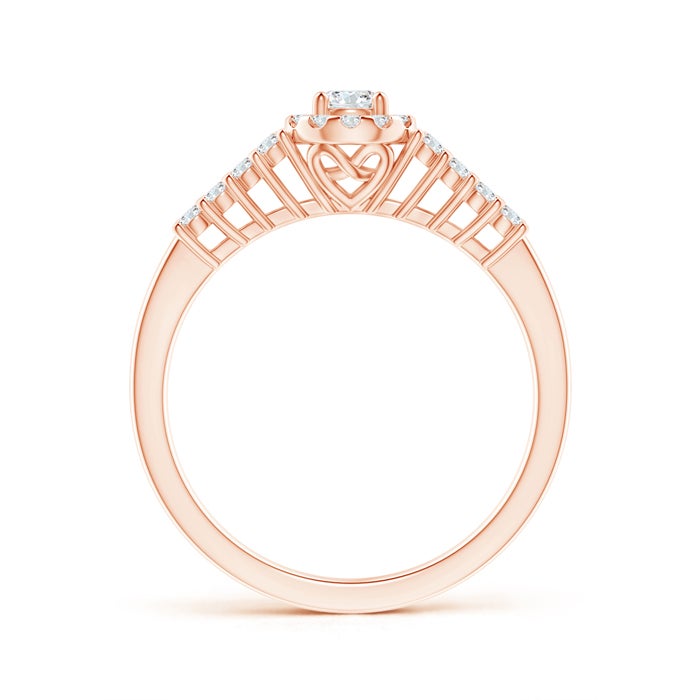 Round Natural Diamond Classic Halo Ring With Pretzel Heart Motif