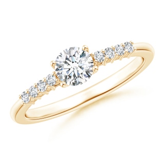 3.5mm GVS2 Round Diamond Classic Solitaire Ring With Pretzel Heart Motif in Yellow Gold
