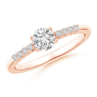 3.5mm HSI2 Round Diamond Classic Solitaire Ring With Pretzel Heart Motif in Rose Gold