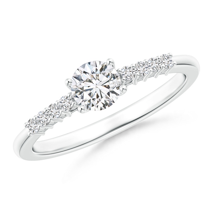 3.5mm HSI2 Round Diamond Classic Solitaire Ring With Pretzel Heart Motif in White Gold