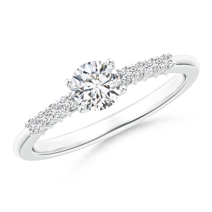 3.5mm HSI2 Round Diamond Classic Solitaire Ring With Pretzel Heart Motif in White Gold 