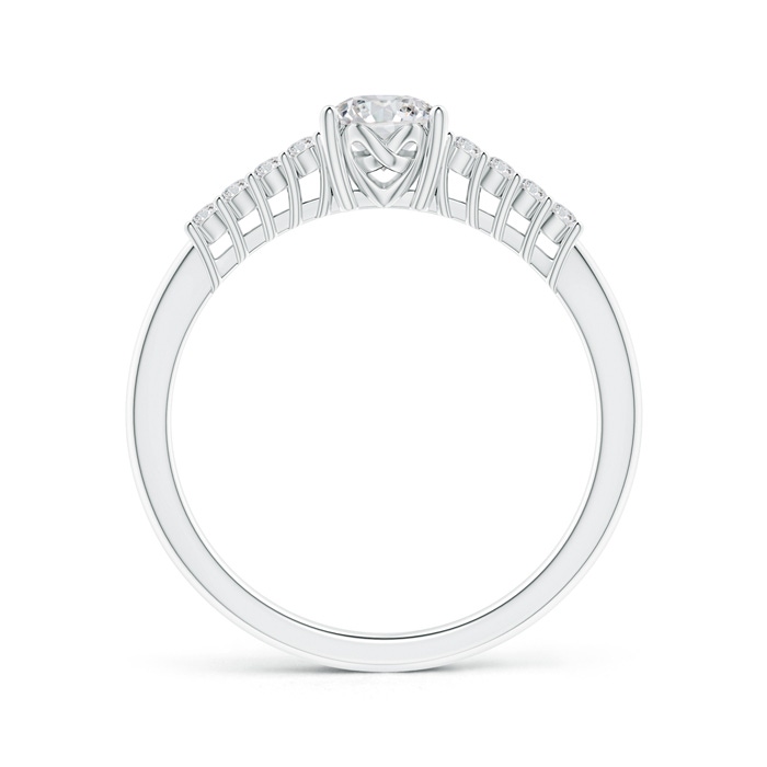 3.5mm HSI2 Round Diamond Classic Solitaire Ring With Pretzel Heart Motif in White Gold Product Image