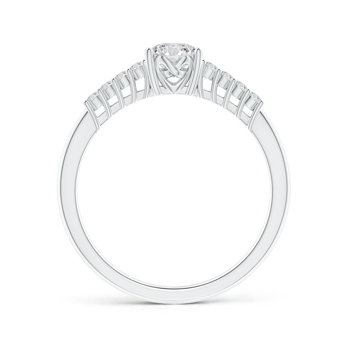 3.5mm HSI2 Round Diamond Classic Solitaire Ring With Pretzel Heart Motif in White Gold product image