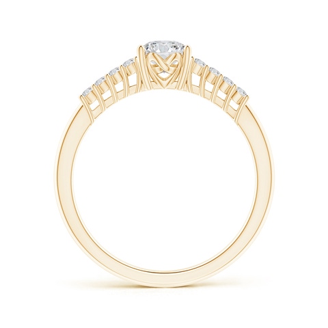 3.5mm HSI2 Round Diamond Classic Solitaire Ring With Pretzel Heart Motif in Yellow Gold