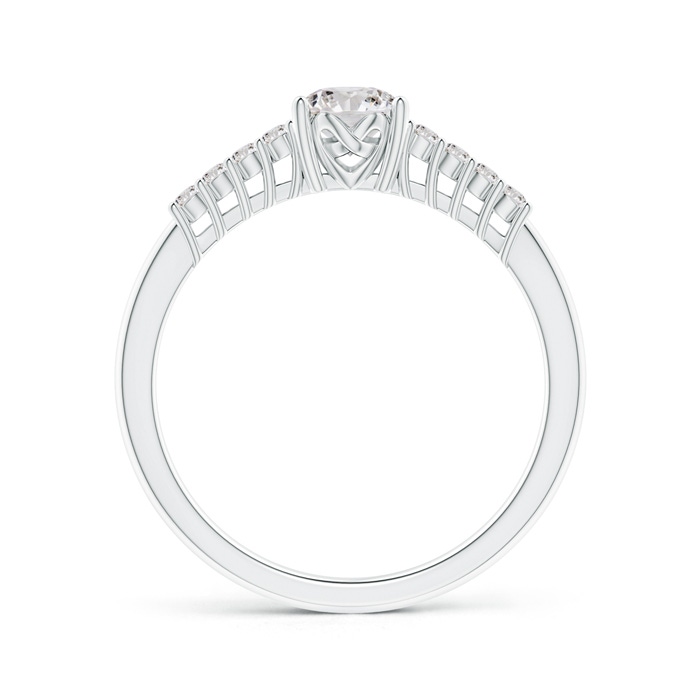 3.5mm IJI1I2 Round Diamond Classic Solitaire Ring With Pretzel Heart Motif in White Gold product image