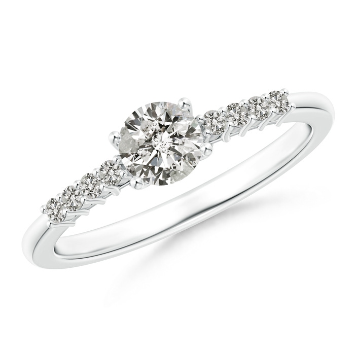 3.5mm KI3 Round Diamond Classic Solitaire Ring With Pretzel Heart Motif in White Gold 