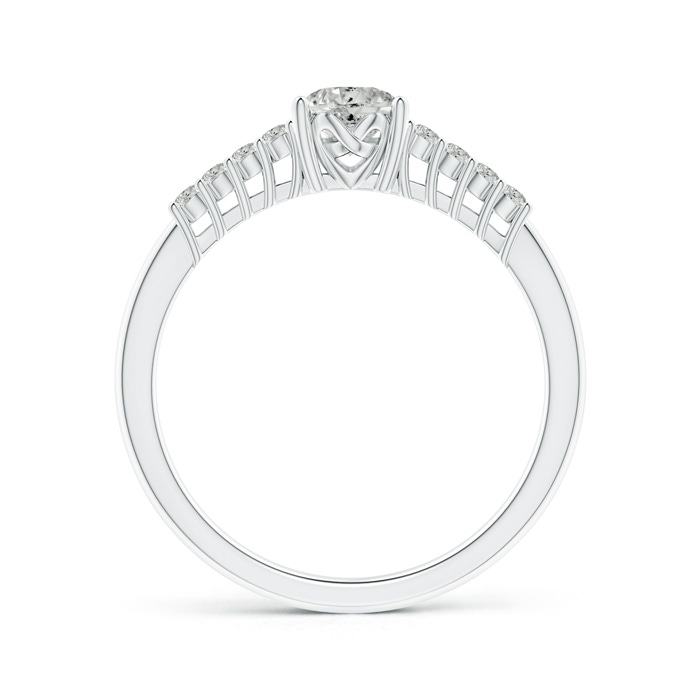 3.5mm KI3 Round Diamond Classic Solitaire Ring With Pretzel Heart Motif in White Gold product image
