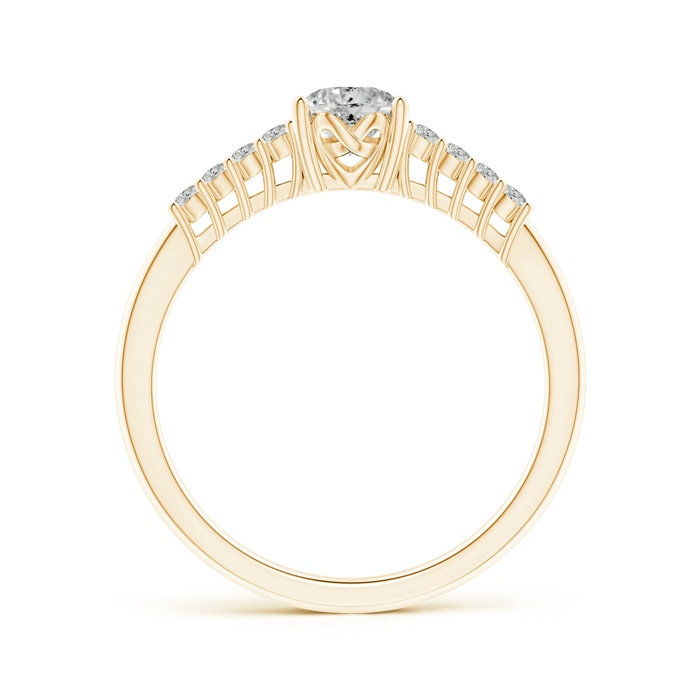 3.5mm KI3 Round Diamond Classic Solitaire Ring With Pretzel Heart Motif in Yellow Gold product image