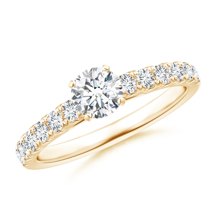 5mm GVS2 Classic Diamond Engagement Ring with Accents in Yellow Gold