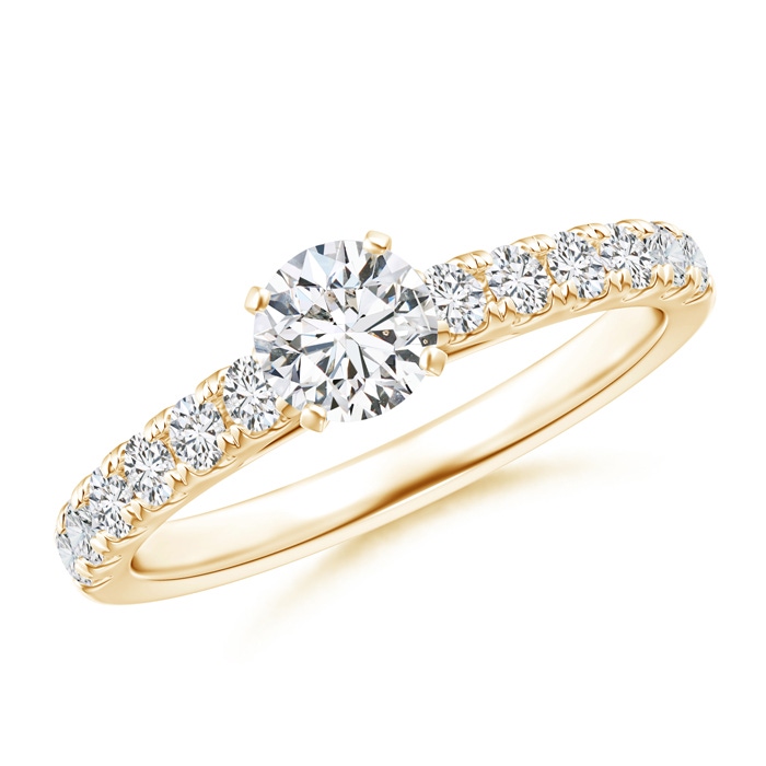 5mm HSI2 Classic Diamond Engagement Ring with Accents in Yellow Gold 