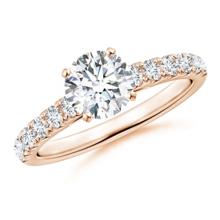 6.4mm GVS2 Classic Diamond Engagement Ring with Accents in 10K Rose Gold