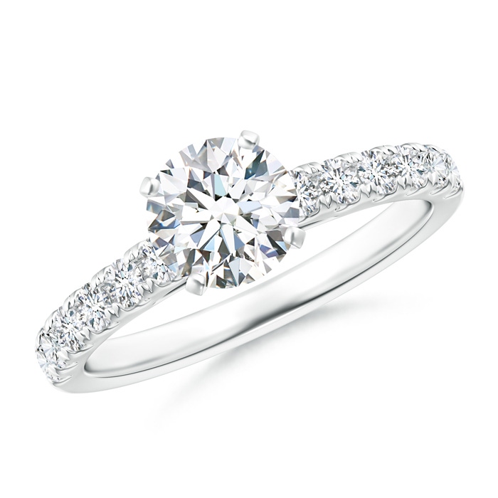 6.4mm GVS2 Classic Diamond Engagement Ring with Accents in P950 Platinum 