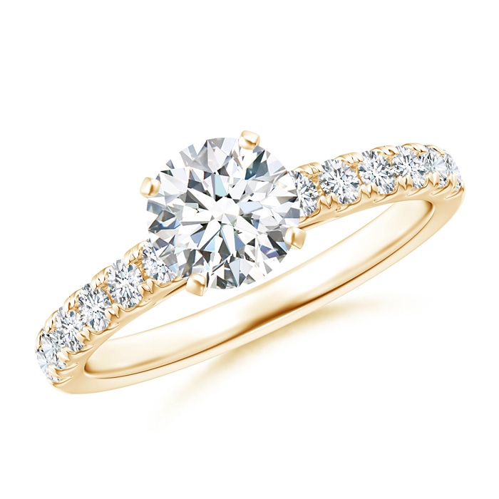 6.4mm GVS2 Classic Diamond Engagement Ring with Accents in Yellow Gold 