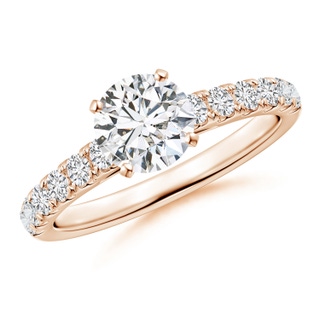 6.4mm HSI2 Classic Diamond Engagement Ring with Accents in 10K Rose Gold