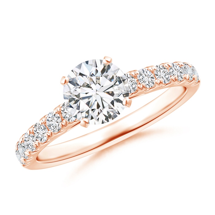 6.4mm HSI2 Classic Diamond Engagement Ring with Accents in Rose Gold 