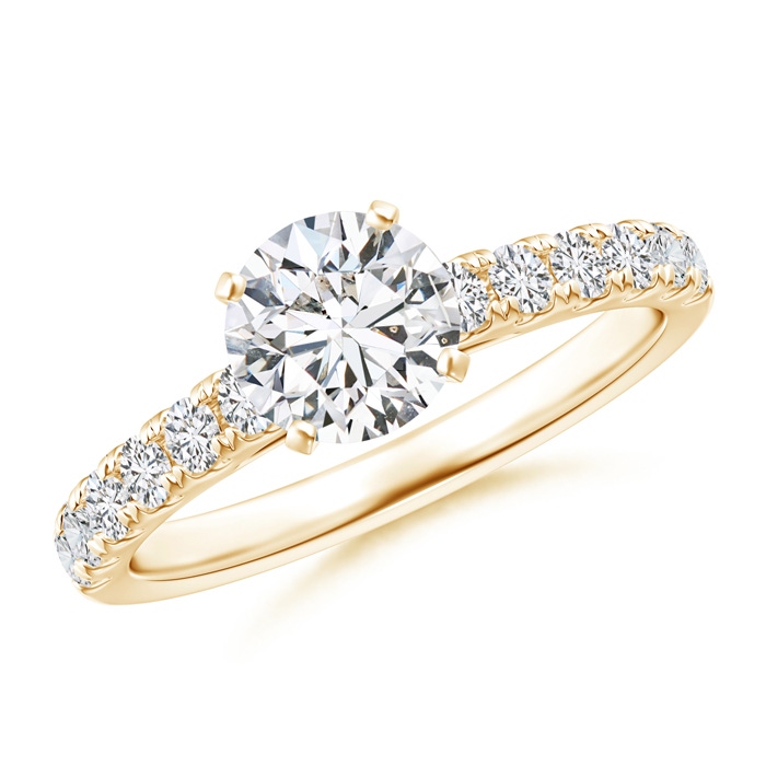 6.4mm HSI2 Classic Diamond Engagement Ring with Accents in Yellow Gold 