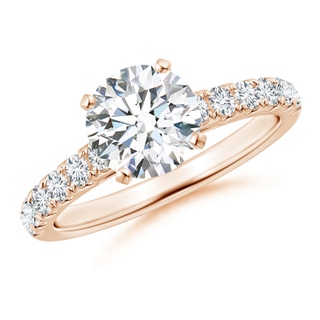 7.4mm GVS2 Classic Diamond Engagement Ring with Accents in 10K Rose Gold