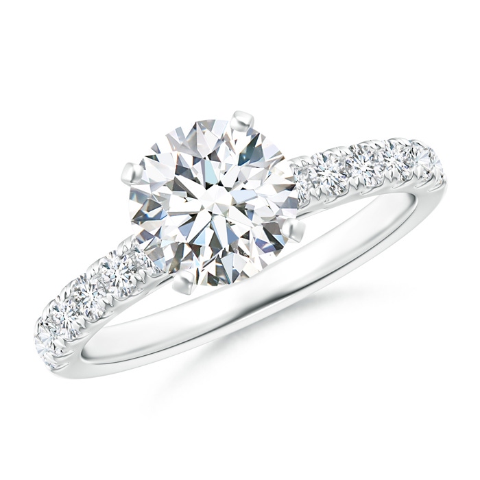 7.4mm GVS2 Classic Diamond Engagement Ring with Accents in P950 Platinum 