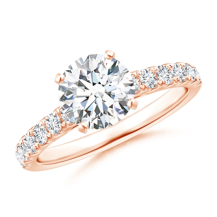 7.4mm GVS2 Classic Diamond Engagement Ring with Accents in Rose Gold 