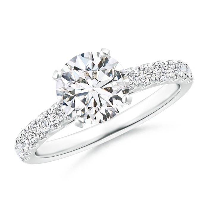 7.4mm HSI2 Classic Diamond Engagement Ring with Accents in White Gold 