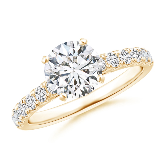 7.4mm HSI2 Classic Diamond Engagement Ring with Accents in Yellow Gold 