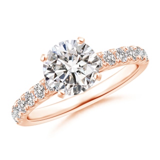 7.4mm IJI1I2 Classic Diamond Engagement Ring with Accents in Rose Gold