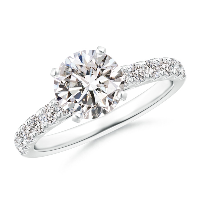 7.4mm IJI1I2 Classic Diamond Engagement Ring with Accents in White Gold 