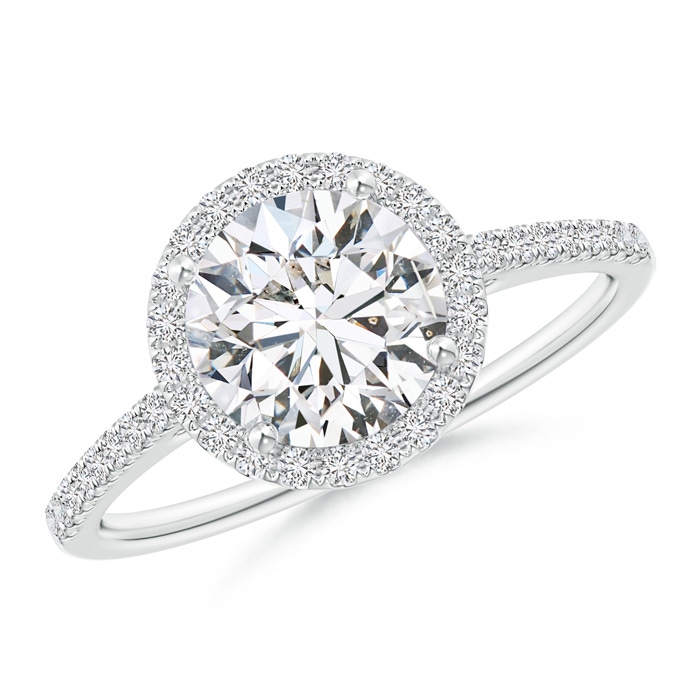 7.4mm HSI2 Classic Diamond Halo Engagement Ring in White Gold 