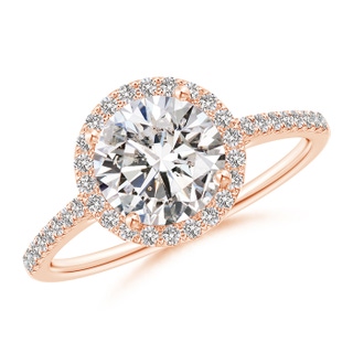 7.4mm IJI1I2 Classic Diamond Halo Engagement Ring in 9K Rose Gold