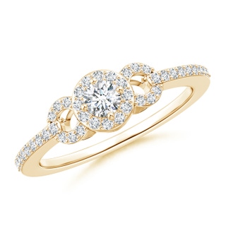 3.5mm GVS2 Triple Frame diamond Halo Promise Ring in Yellow Gold