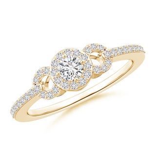 3.5mm HSI2 Triple Frame diamond Halo Promise Ring in 9K Yellow Gold