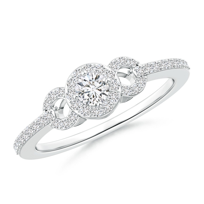3.5mm HSI2 Triple Frame diamond Halo Promise Ring in White Gold