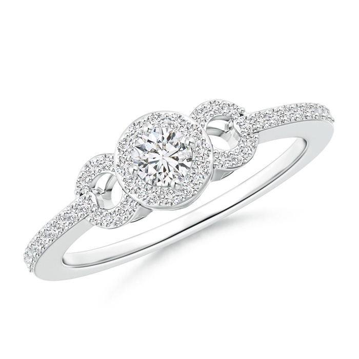 3.5mm HSI2 Triple Frame diamond Halo Promise Ring in White Gold 