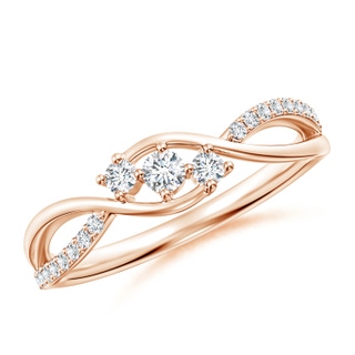 2.5mm GVS2 Diamond Infinity Twist Three Stone Bypass Ring in 9K Rose Gold