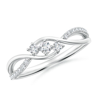 2.5mm GVS2 Diamond Infinity Twist Three Stone Bypass Ring in 9K White Gold