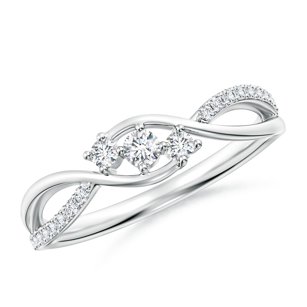 2.5mm GVS2 Diamond Infinity Twist Three Stone Bypass Ring in White Gold