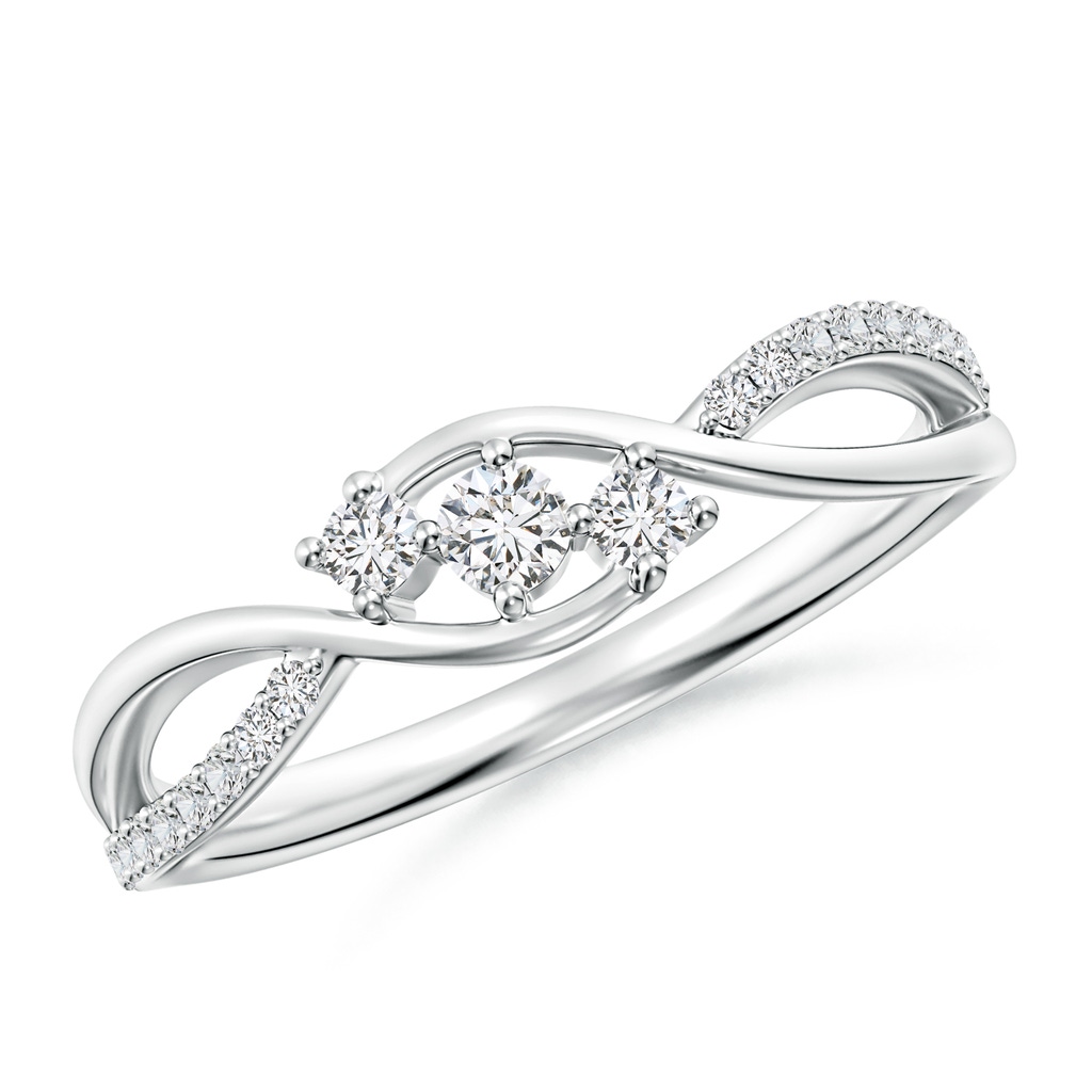 2.5mm HSI2 Diamond Infinity Twist Three Stone Bypass Ring in 10K White Gold