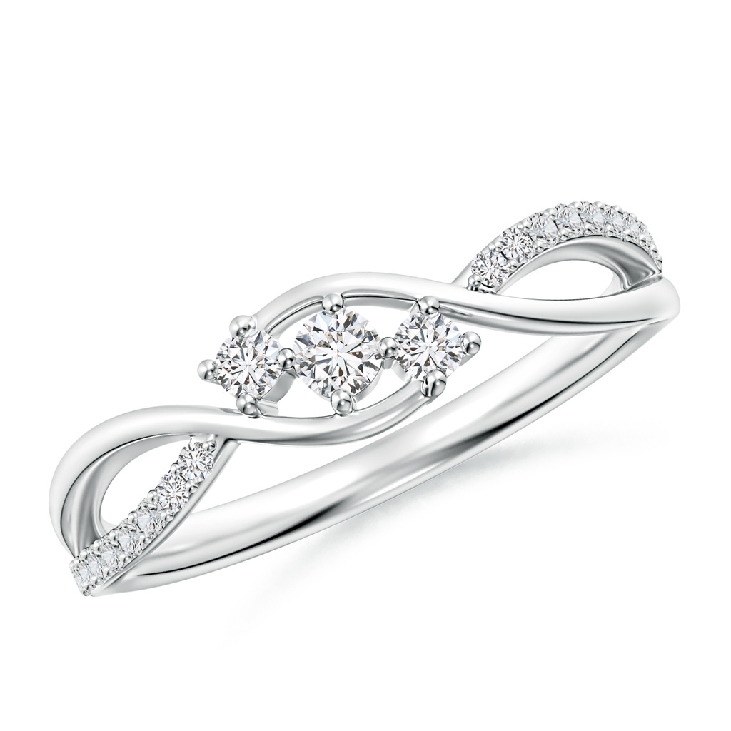 2.5mm HSI2 Diamond Infinity Twist Three Stone Bypass Ring in S999 Silver